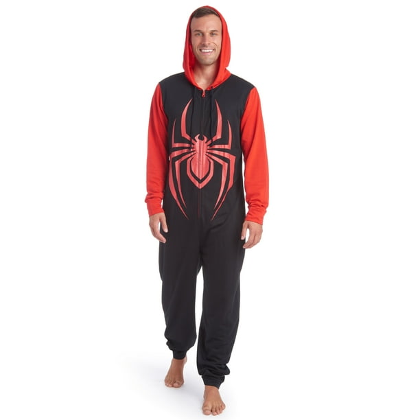 Marvel SpiderMan Mens Zip Up Cosplay Pajama Coverall Miles Morales