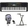 Yamaha PSRE253 Portable Keyboard with Headphones, Power Supply, and Secure Bolt Stand