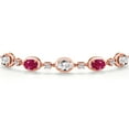 thumbnail image 3 of Gem Stone King 18K Rose Gold Plated Silver White Created Sapphire and Red Ruby Bracelet for Women | 5.00 Cttw | Gemstone September Birthstone | Oval 7X5MM | Fully Adjustable 9 inch, 3 of 6
