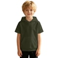 thumbnail image 3 of Kids Short Sleeve Hoodie Sweatshirt Solid Color Fleece With Pocket For Boys Girls, 3 of 5