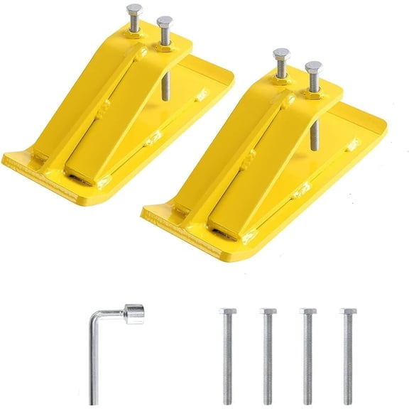 Garvee Tractor Bucket Protector, 2pcs Ski Edge Protector with Double Lock Nuts, Bucket Edge Anti-Skid Device, Heavy Duty Steel Bucket Attachment for Spreading Gravel, Snow Leaves Removal, Yellow
