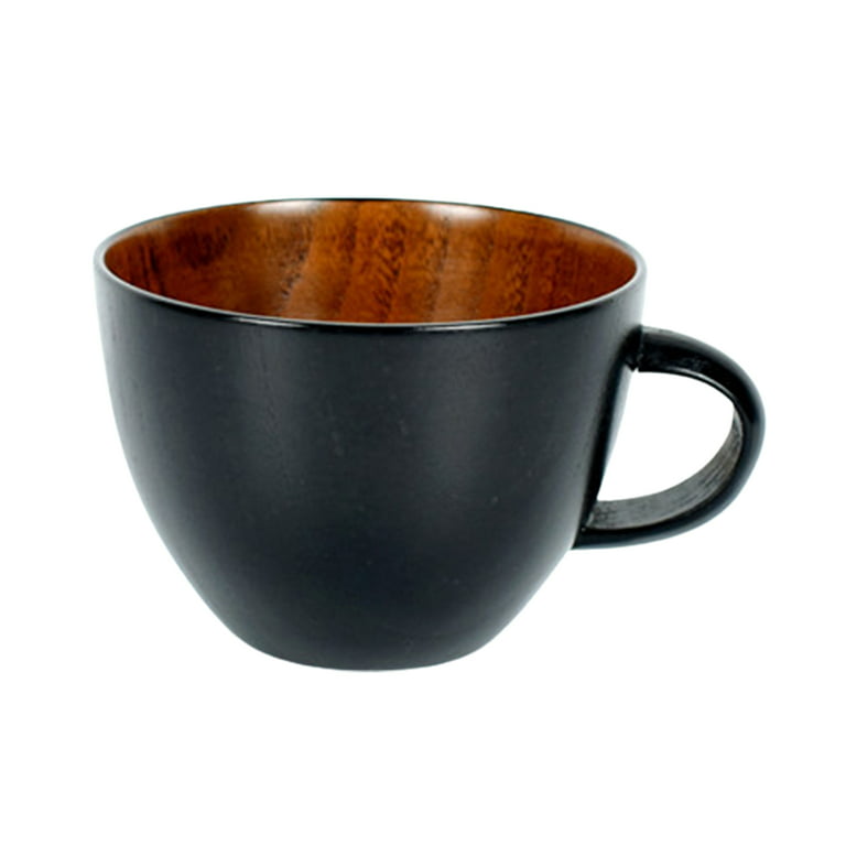 Sazao Wooden mug, 280 ml heat-insulating non-toxic drinking cup with handle  for office tea coffee water