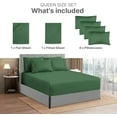 thumbnail image 3 of CGK Linens 6-Piece Extra Deep Pocket Sheet Set With Extra Matching Pillowcases - Queen Size Bed Sheets Fits 18"-24" Mattresses, Emerald Green, 3 of 7