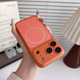 thumbnail image 2 of Case for iPhone 15 Pro Max, Compatible with MagSafe, Carbon Fiber Texture Back Sticker, Shock-Absorbing Anti-Drop Thin Hard PC Wireless Charging Phone Cover with Large Camera Window, Orange, 2 of 8