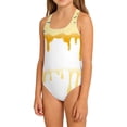 thumbnail image 5 of ZHOGXU Children Kids Girls One Piece Swimsuit Sleeveless Suspenders Ice Cream Print Comfortable Stylish Swimwear For Beach Pool,Light Yellow,13-14 Years, 5 of 5