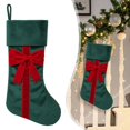 thumbnail image 2 of Green Velvet Christmas Stocking with Bow, 18 Inch Large Hanging Sock for Fireplace and Tree Decor, 1PC (Green), 2 of 5