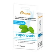 Crane Menthol-Eucalyptus Universal Vapor Pads, for use with Droplets, Top Fill Drop, Corded Inhaler, Warm Mist Humidifiers, 12 Pack