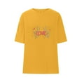 thumbnail image 3 of Qulqfy Women's Short Sleeve T-Shirts Yellow Love Print Shirts Crew Neck Spring Summer Graphic Tees M, 3 of 5