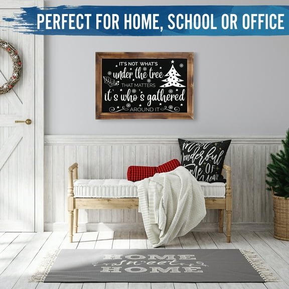 BizChair Torched Brown Magnetic Wall Chalkboard, Extra Large Size 20" x 30", Framed Decorative Chalkboard with Eraser - For Kitchen, Weddings, Menus and More!