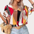 thumbnail image 5 of Gibobby Playera Manga Corta para Mujer Camiseta con estampado geométrico manga corta con cuello en V para mujer a la moda verano(Rojo,M), 5 of 5
