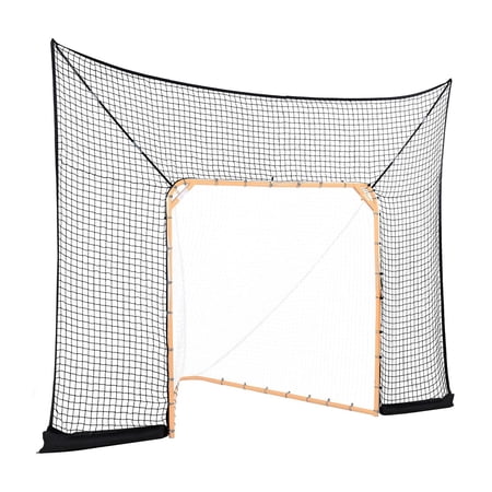 Hockey Lacrosse Goal Backstop 12 x 9 Ft Training Net with Extended Coverage Quick Easy Install for Backyard Youth Adult Practice