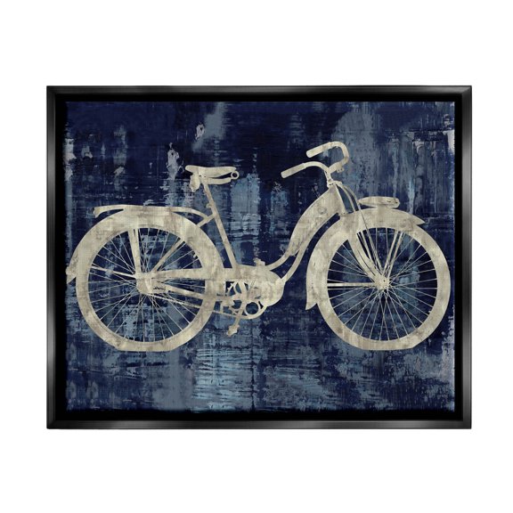 Rustic Bicycle Brushed Silhouette Transportation Graphic Art Jet Black Framed Art Print Wall Art