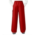 thumbnail image 6 of NAISIBABY Boys Fleece Sweatpants, Elastic Waist Multi-Pockets Straight Leg Kids Casual Sports Trousers Red 12T, 6 of 9