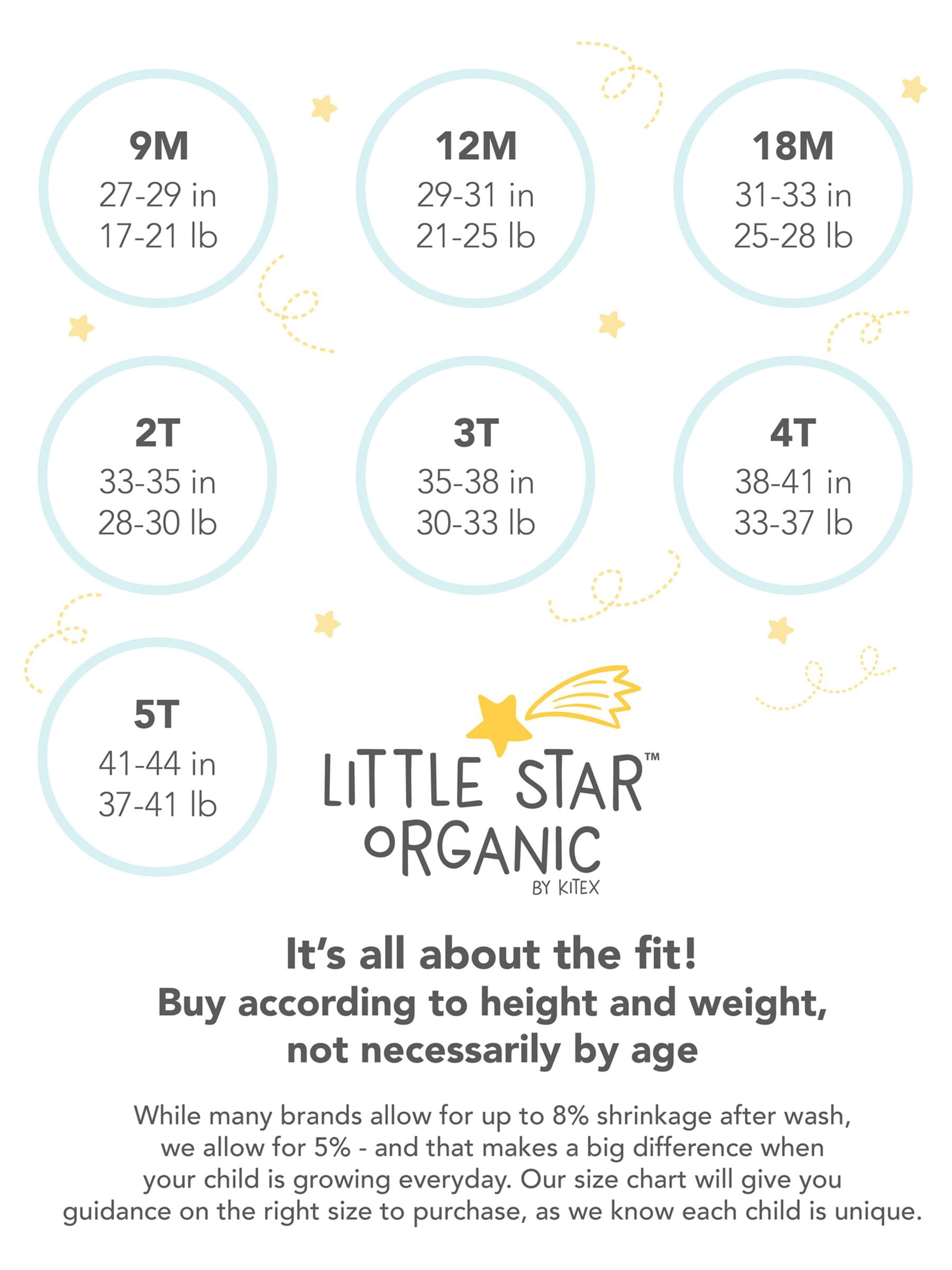 Little Star Organic Baby & Toddler Boy Pajama Sleeper, 2-Pack, One-Piece, Sizes Newborn-5T