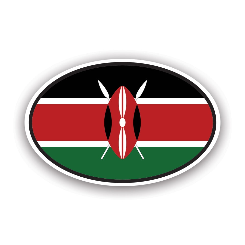 Kenya Oval Sticker Decal Self Adhesive Vinyl Weatherproof Made in