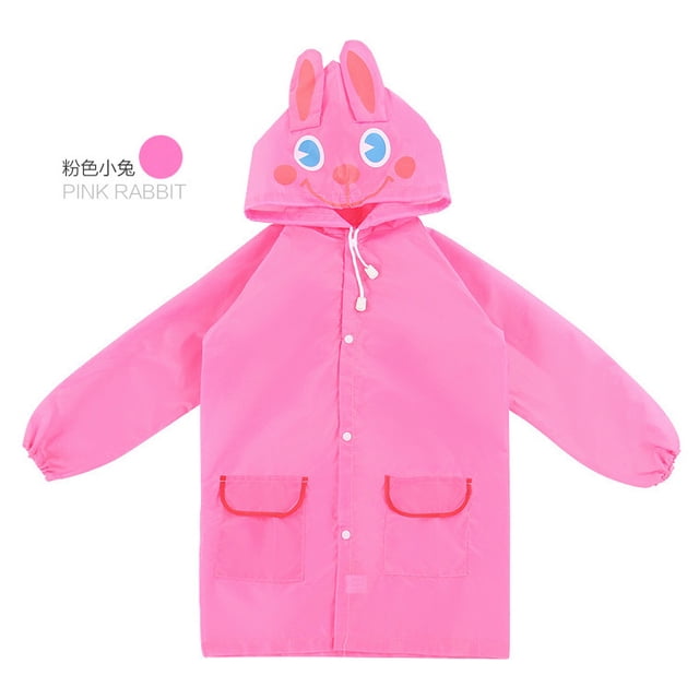 Typpkmm Waterproof Toddler Raincoat, Cartoon Animal Print Design, Lightweight Outdoor Jacket for Boys Girls, Pink