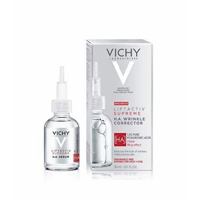 Vichy Liftactiv 1.5% Pure Hyaluronic Acid and Vitamin C Serum, Wrinkle Filler, Face Moisturizer for Women, Anti Aging Serum for Face and Eyes, Hypoallergenic, Fragrance-Free, 30 ml.