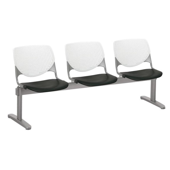 KFI Studios KOOL 3 Seat Reception Bench, White Back, Black Seat