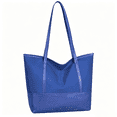 thumbnail image 5 of Tanyzvel Women’s Work Laptop Two Tone Tote Bag, Waterproof Nylon PU Wide Handle Zipper Office Handbag, 5 of 5