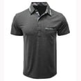 thumbnail image 2 of Tdoqot Mens Shirts- Summer Fashion Short Sleeve Casual with Pockets Polo Shirt Dark Gray Size XXL, 2 of 6