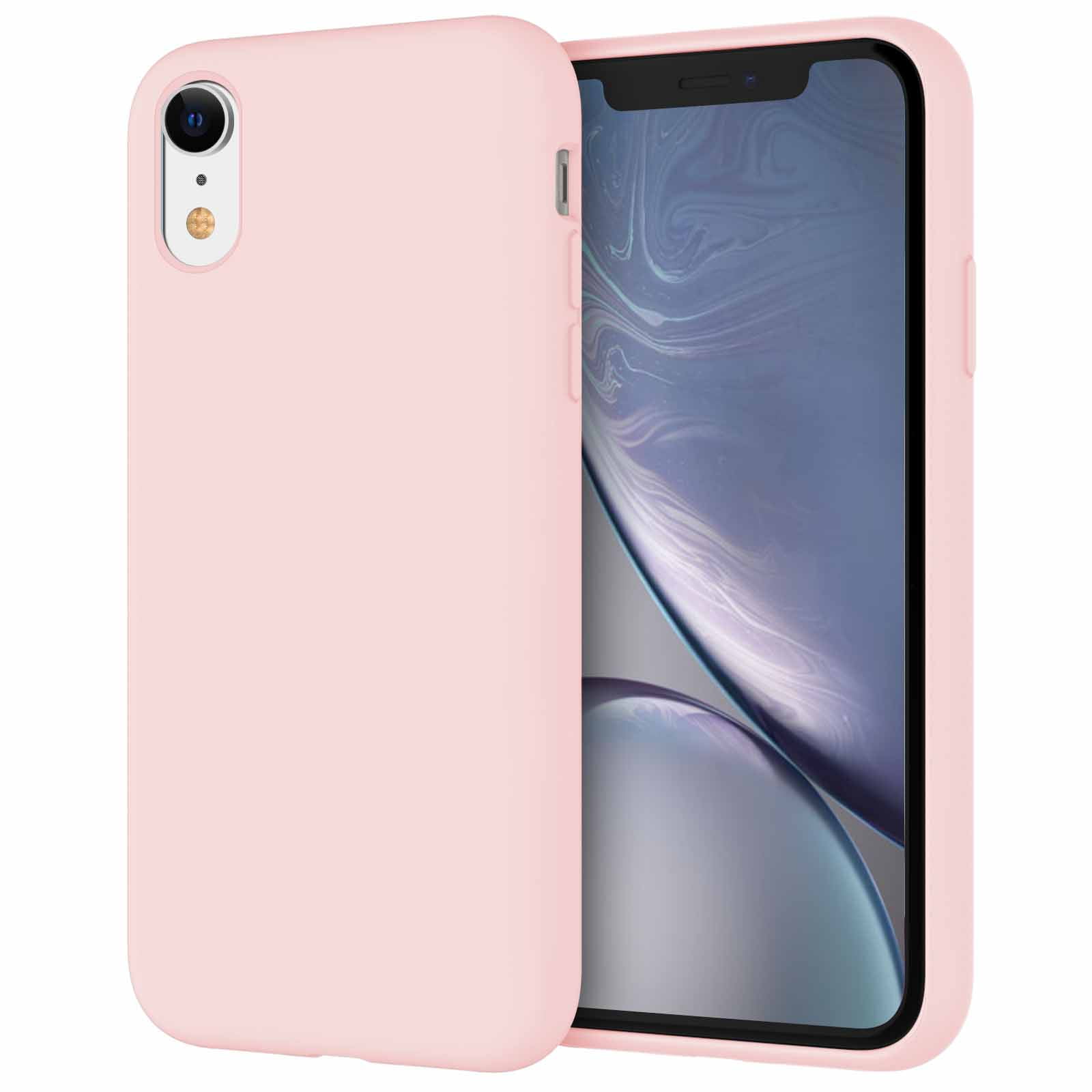 JETech Silicone Case for iPhone XR, 6.1-Inch, Silky-Soft Touch Full-Body Protective Case, Shockproof Cover with Microfiber Lining Pink