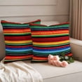 thumbnail image 2 of Mexico Stripes Outdoor Waterproof Pillow Covers, Colored Abstract Striped Orange Red Boho Decorative Square Throw Pillowcase Sofa Cushion Sham for Patio/Couch/Chair, 24"x24" 2 Pack, 2 of 8