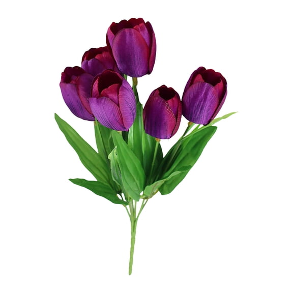 Shipiny Artificial Mini Tulips Silk Flowers, Real Touch Faux Floral Bouquet for Wedding Flower Arrangements, Home Table and Living Room Decoration, D