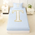 thumbnail image 3 of Erosebridal Gold T Letter Twin Sheet Sets for Girl, Abstract Lines Bedding, 3-Piece, 3 of 5