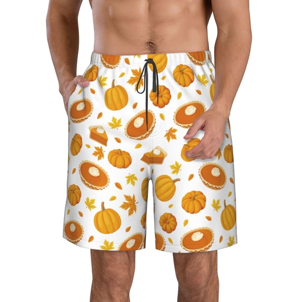 Fotbe Pumpkin Maple Leaves Trajes de Baño Estampados para Hombre, Shorts de Verano de Secado Rápido, Ropa de Playa, Bañadores-Medium