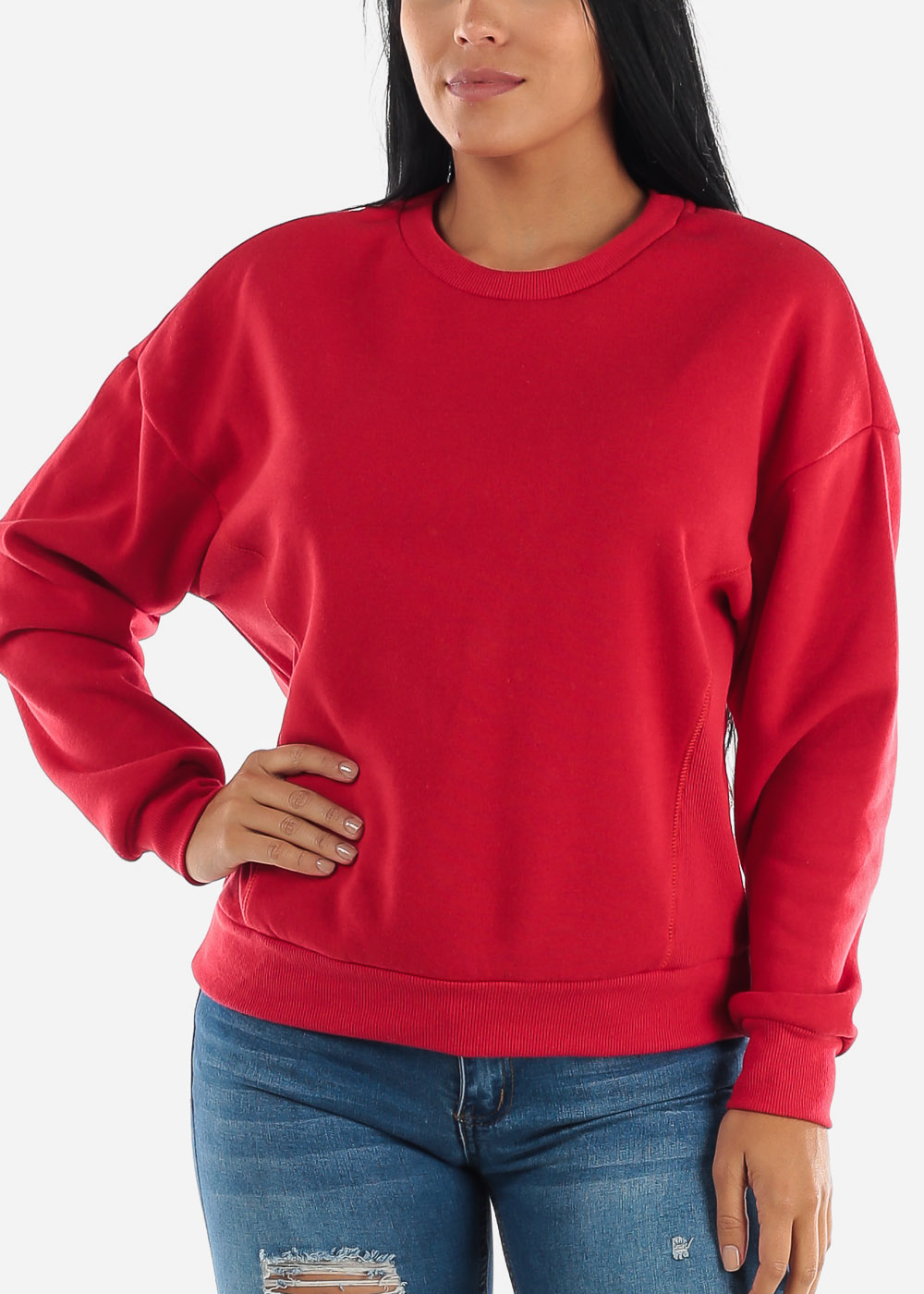 solid red sweatshirt