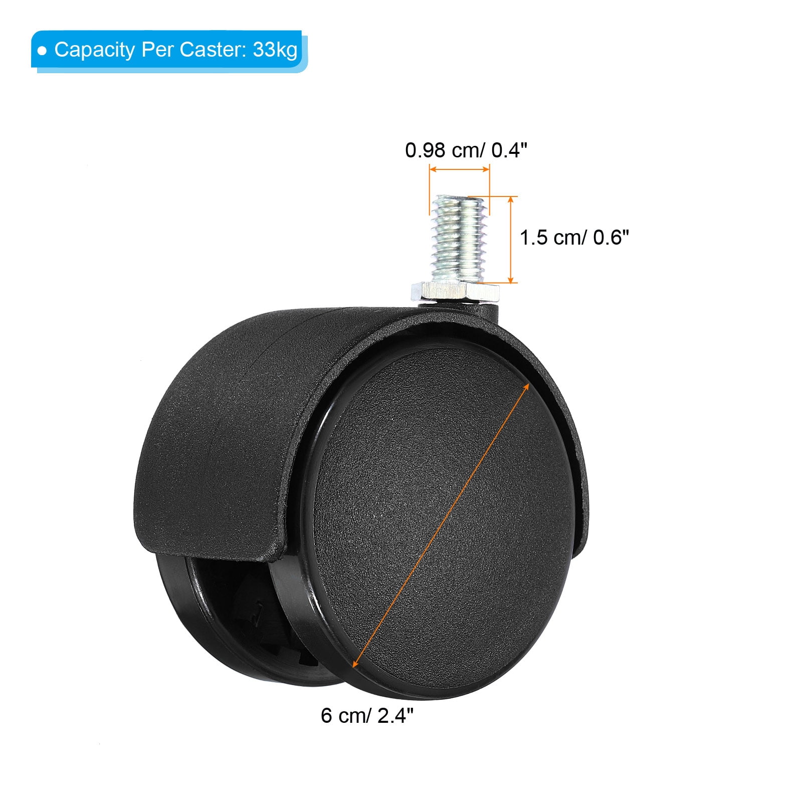 M METERXITY 6 Pack Swivel Casters - 360 Degree Threaded Stem Mount