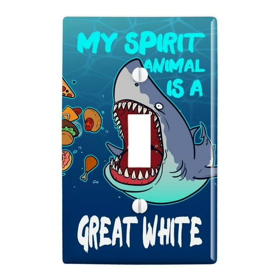My Spirit Animal is a Great White Shark Who'll Eat Anything Funny Plastic Wall Decor Toggle Light Switch Plate Cover