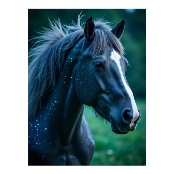 Diamond Art Kit for Adults, Majestic Black Horse With Stars Diamond Painting for Adults Beginners, 5D DIY Diamond Art Painting Kits, Colorful Diamond Painting Craft for Home Decor 12x16