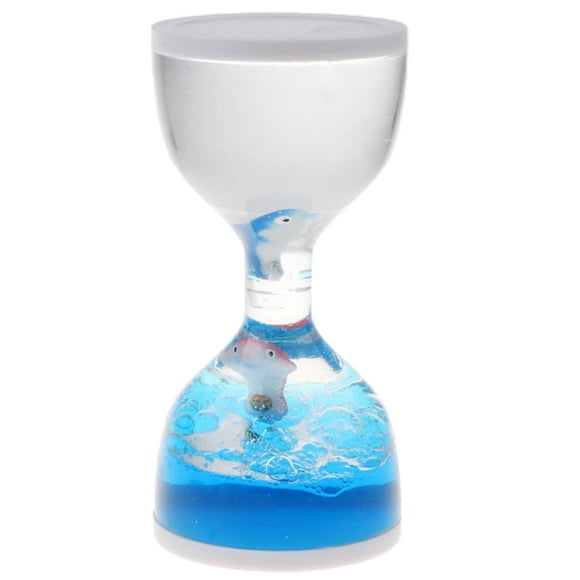 Reloj de arena con forma de delfín, juguete antiestrés con aceite líquido flotante y movimiento Azul