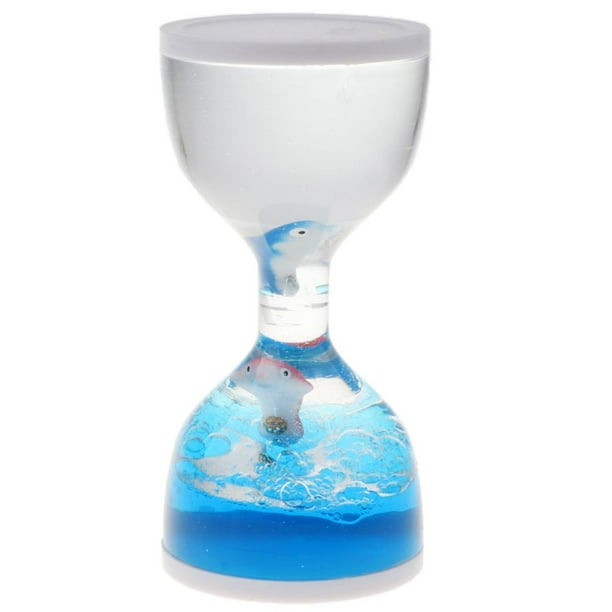 Reloj de arena creativo con burbujas de aceite líquido flotantes y temporizador de movimiento, juguete antiestrés. Azul