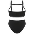 thumbnail image 2 of YEAHDOR Kids Girls Solid Color Bikini Set Swimsuit Spaghetti Straps Swimming Tops with Briefs Set,Sizes 5-16 Black 6, 2 of 7