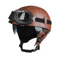 thumbnail image 1 of Casco de motocicleta medio casco con forro extraíble, casco abierto creativo Marrón XL, 1 of 9