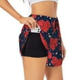 thumbnail image 3 of Lsque Rose Flower Printed Women's Running Shorts with Liner Pockets,Elastic Quick Dry Workout Athletic Gym Yoga Shorts,Womens High Waist Shorts-Small, 3 of 9