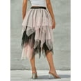 thumbnail image 2 of nvzhuang Women Fashion Midi Skirts Contrast Color/Solid Color Elastic High Waist Irregular Ruffles Multi-Layered Tulle Tutu Skirts, 2 of 9