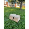 thumbnail image 3 of Jewelry Box,Unfinished Wooden Box,Large Wooden Box with Hinged Lid,Wooden Storage Box with 2 Compartments,Natural Wood Organizer for Photos,Jewelry Home Office Decor,8X6X4.5 Inch, 3 of 6
