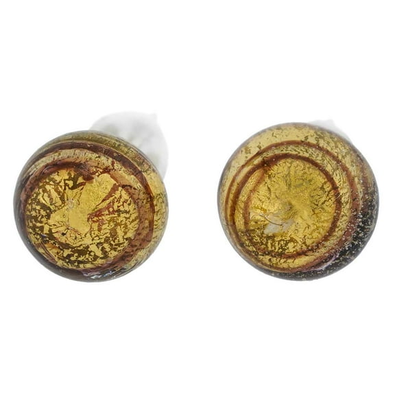 GlassOfVenice Murano Glass Ball Stud Earrings - Gold Purple Swirl