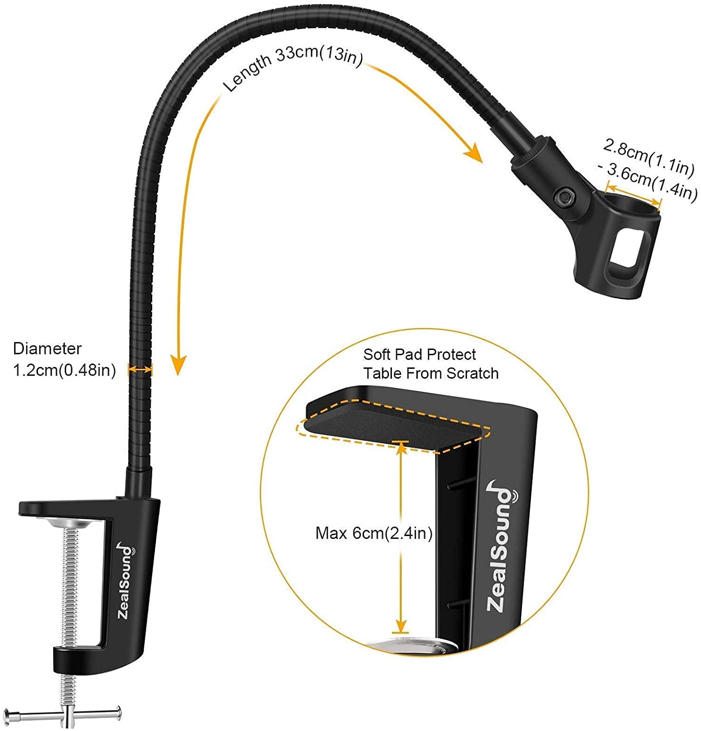 K08 3.5MM Microphone Gold with Gooseneck Stand for Podcast Recording