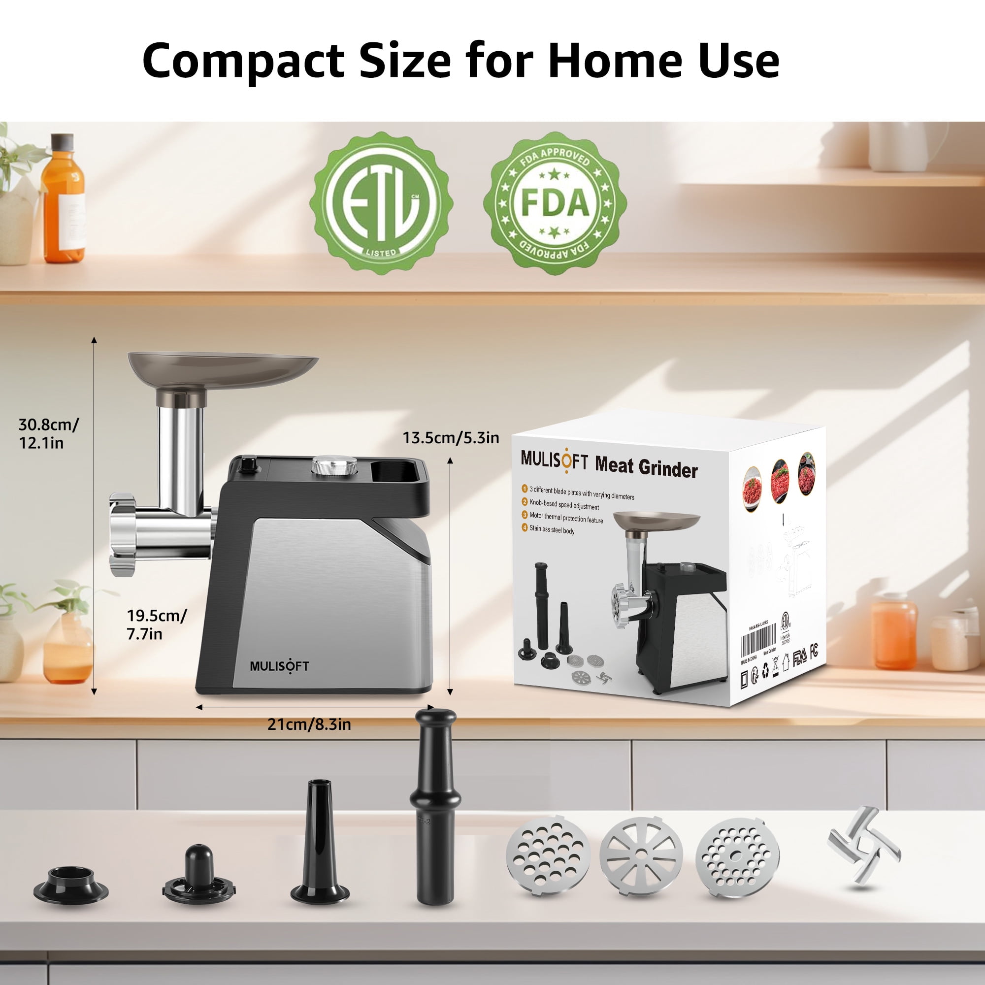 MULISOFT Meat Grinder, 2500W Electric Meat Grinders for Home Use, with Sausage Maker & Kubbe Kit, Heavy Duty