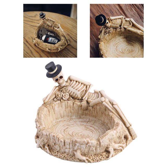 de resina con forma de , adornos para para decoraciones aterradoras de Halloween, de esqueletos para accesorios Soledad cenicero de calavera