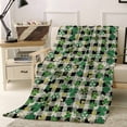 thumbnail image 4 of Throw Blanket Fleece Throw Blanket 50x80in, Saint Patrick's Day Check Shamrocks Soft Lightweight Bed Blankets Green Black Tartan Plaid Fuzzy Couch Blankets for All Season, 4 of 9