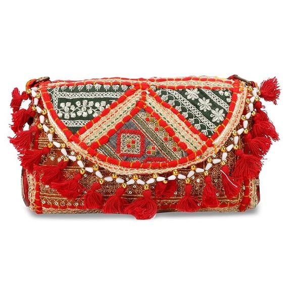 Swadeshi Desire Handmade Cotton Ethnic Rajasthani Embroidered Bags for Women Sling Clutch with Handle Purses for Ladies