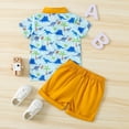 thumbnail image 5 of URMAGIC Toddler Baby Boy Dinosaur Short Sleeve Button Down Shirt & Casual Shorts Set Summer Outfits 1-6T, 5 of 10