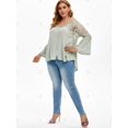 thumbnail image 4 of Botón de bucle del cordón del ganchillo V cuello más el tamaño de la blusa Rosegal Blusas Tallas Grandes, 4 of 5