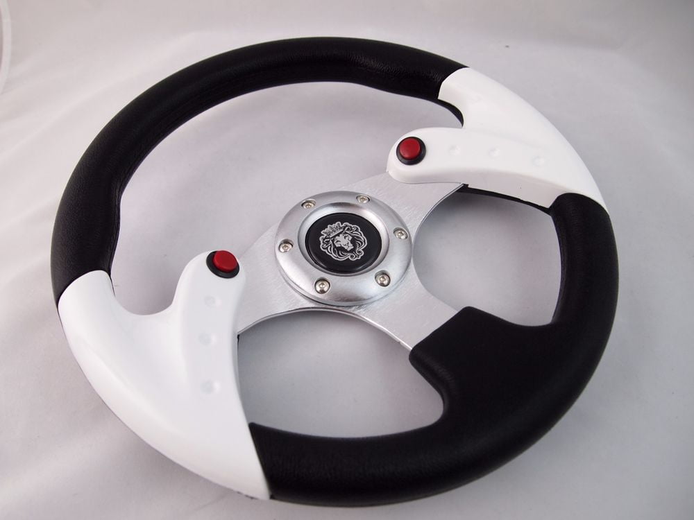 1984+ CLUB CAR DS WHITE 12.5" steering wheel golf cart With Chrome Adapter"