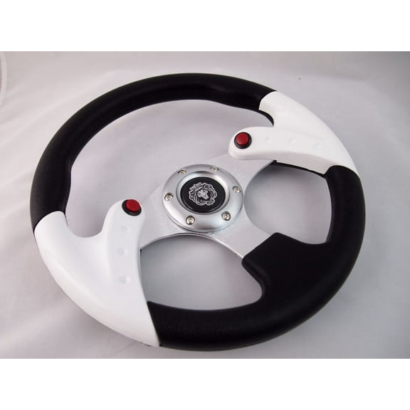 1984 CLUB CAR DS WHITE 12.5" steering wheel golf cart With Chrome Adapter"